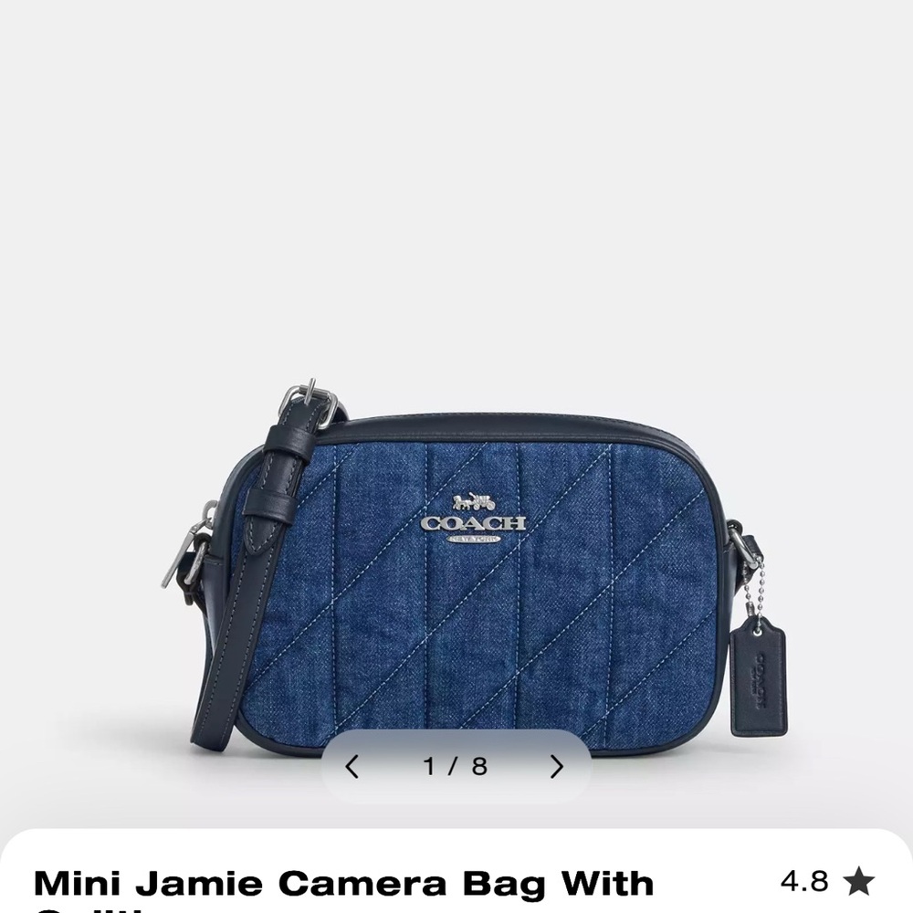 Coach Quilted Blue Camera Bag with Silver Hardware